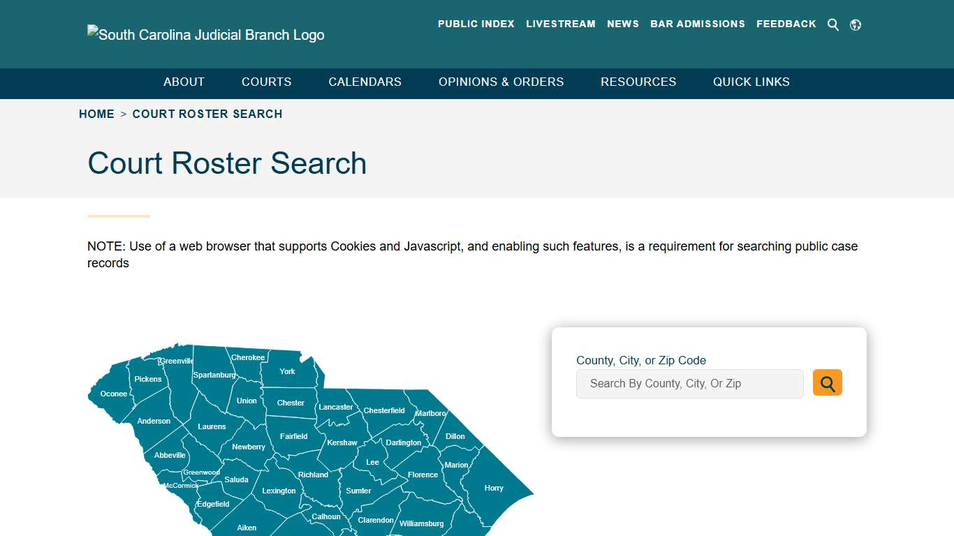 Court Roster Search - South Carolina Judicial Branch