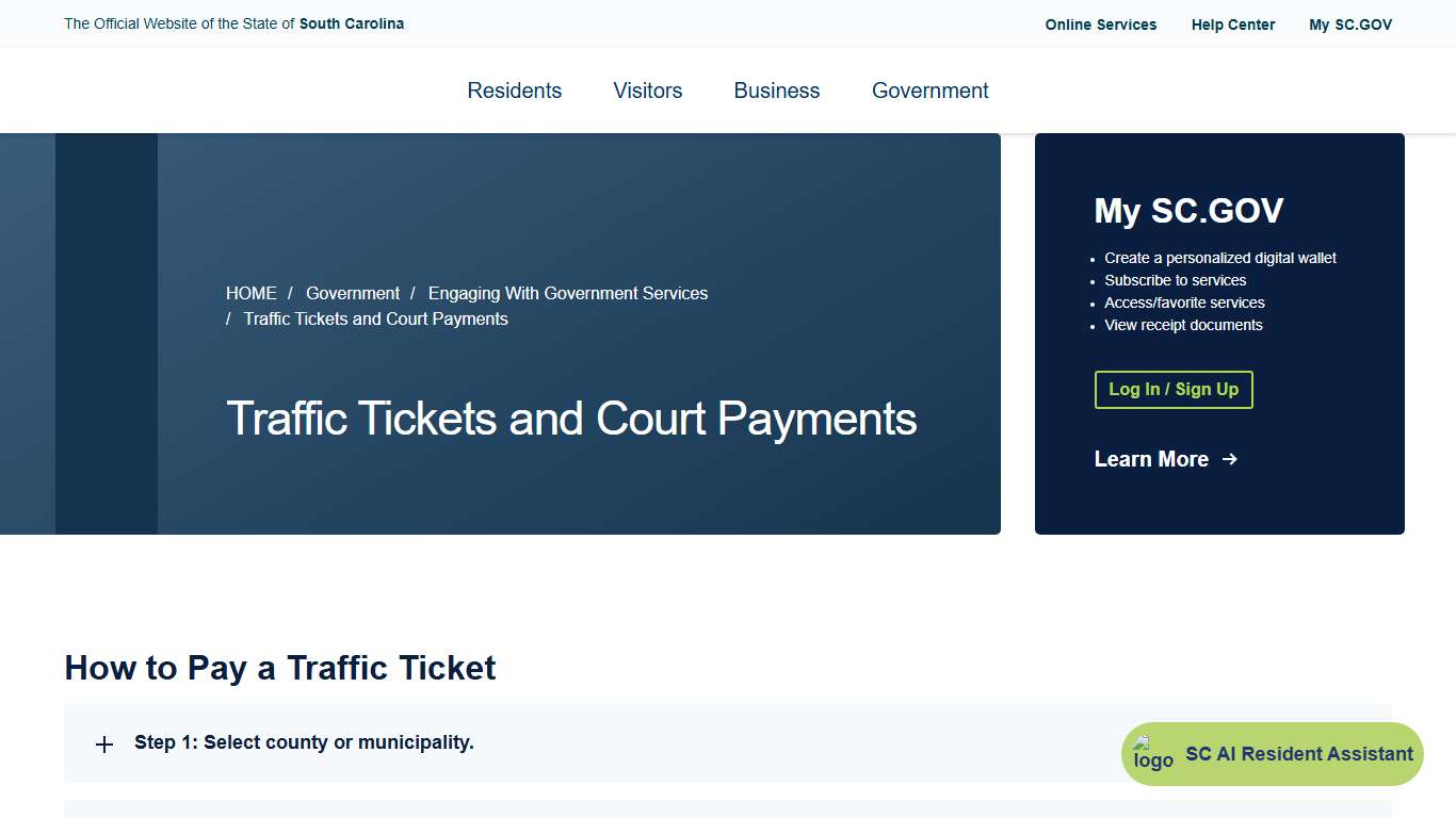 Traffic Tickets and Court Payments South Carolina